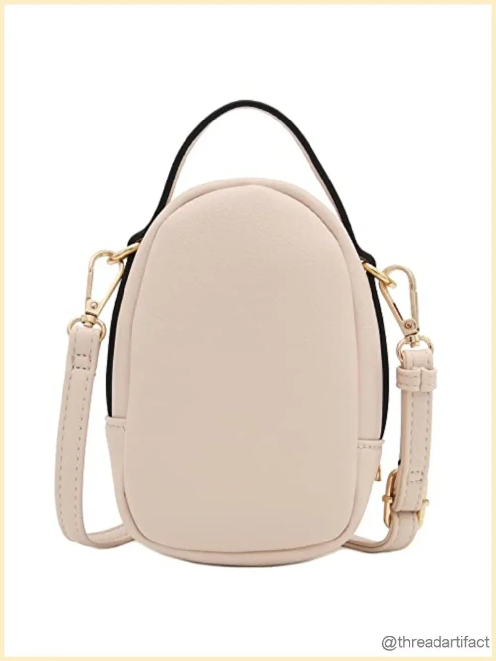 Faux Leather Two Compartment Mini Crossbody Bag with Gold Hardware